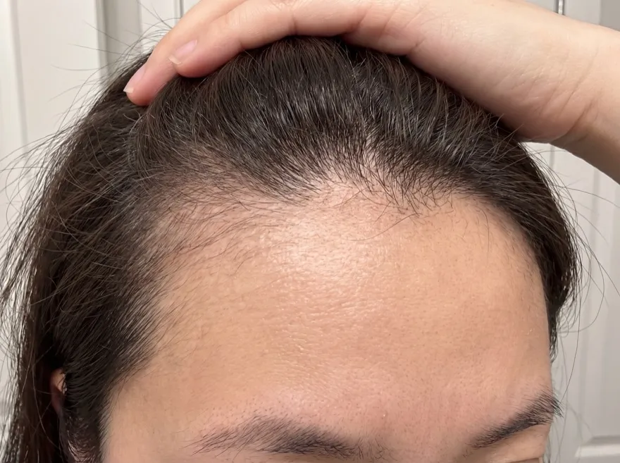 Before — hairline, dark hair