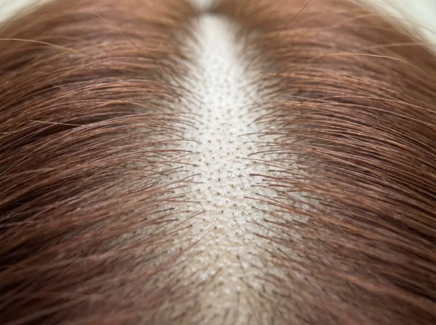 Before — part line, reddish hair