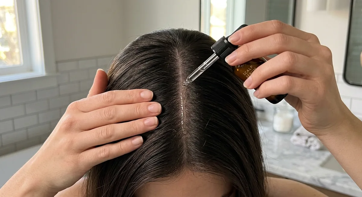 Apply PD-5 Complex serum along the part line